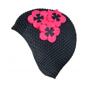 Bubble Swim Cap With Flowers 