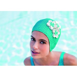 Bubble Swim Cap With Flowers 